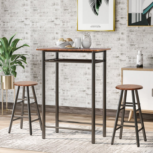 3 Piece Tall Dining Table And High Stools With Storage Layer - MILES AND BRIGGS