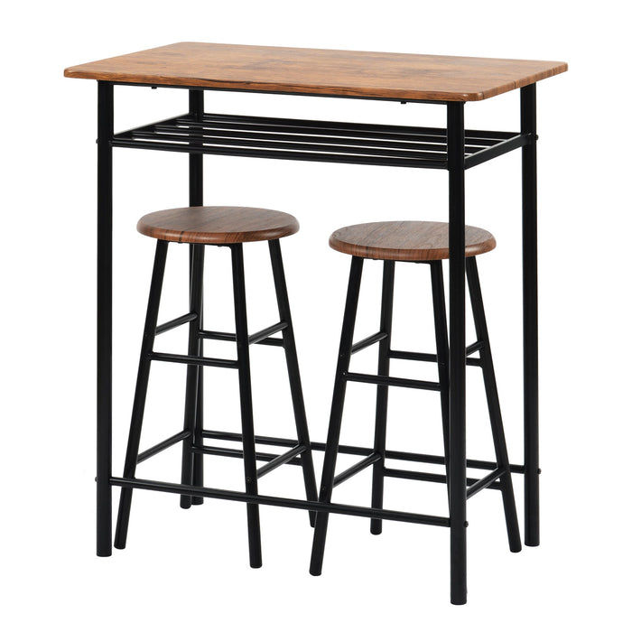 3 Piece Tall Dining Table And High Stools With Storage Layer - MILES AND BRIGGS