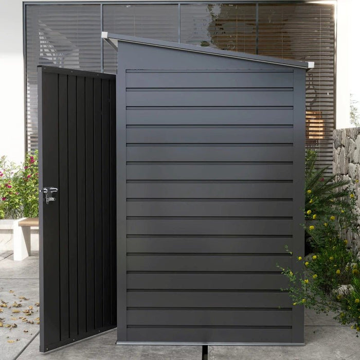 3.7 x 7.9ft Galvanised Steel Shed, with Latched Door and Padlock /Grey