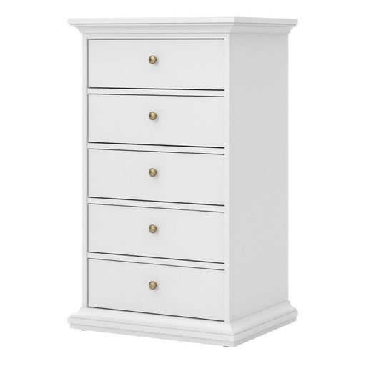 Paris 5-Drawer Chest in White Stylish Storage Solution for Any Space right image 