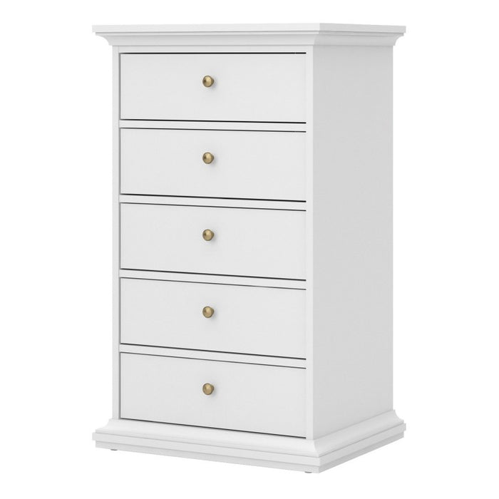 Paris 5-Drawer Chest in White Stylish Storage Solution for Any Space right image 