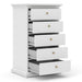 Paris 5-Drawer Chest in White Stylish Storage Solution for Any Space open drawer image 