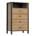 The Riviera Oak 4-Drawer Chest by High Rock/Matt Black: Stylish Storage Option-left image