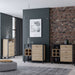 The Riviera Oak 4-Drawer Chest by High Rock/Matt Black: Stylish Storage Option-from image