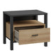 High Rock Riviera Oak Bedside in Matt Black Drawer Opening Image