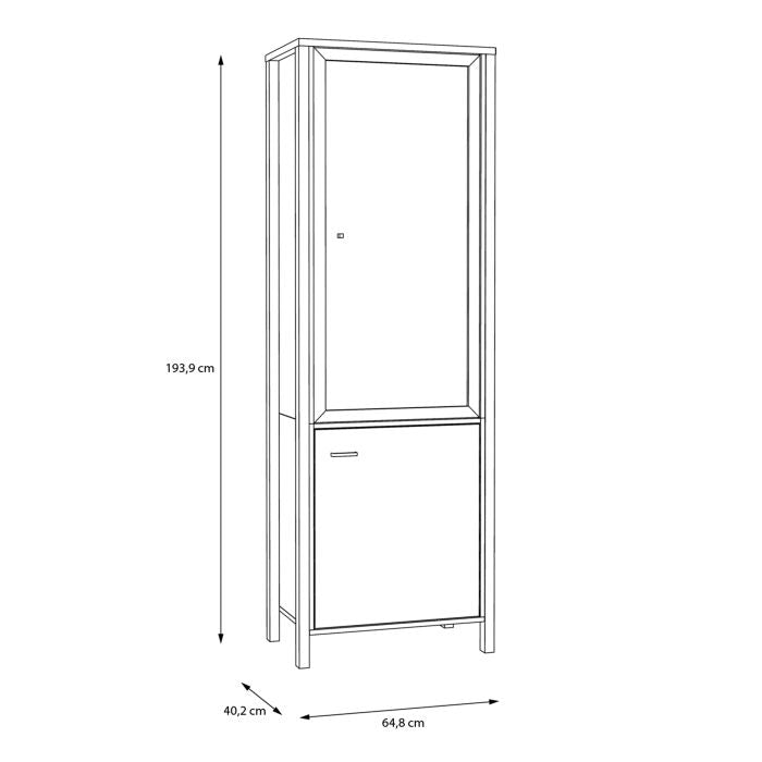 Riviera Oak High Wide Display Cabinet In Matt Black measurement image 