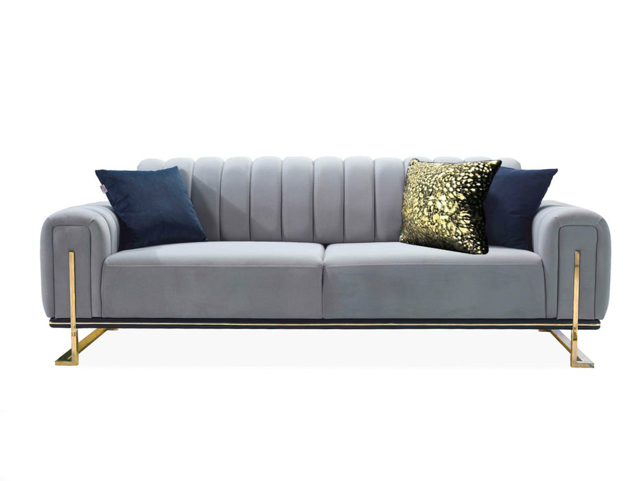 Grey Gold Plush Velvet 3+2 Sofa Set By Tokyo