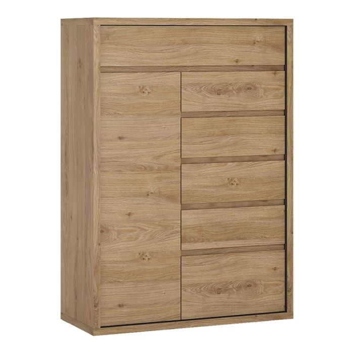 The Shetland 1-Door, 6-Drawer Cupboard: Stylish and Spacious Storage-left image