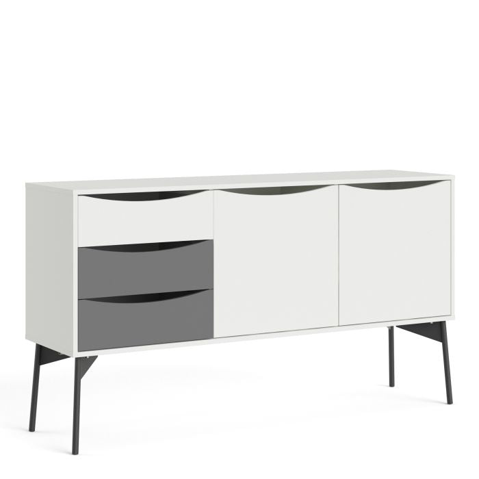 Side Cabinet 2 Door 3 Drawer By Fur In Grey And White