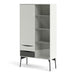 Modern Fur China Cabinet 1 Solid Door, 1 Glass Door, 2 Drawers side image grey white 