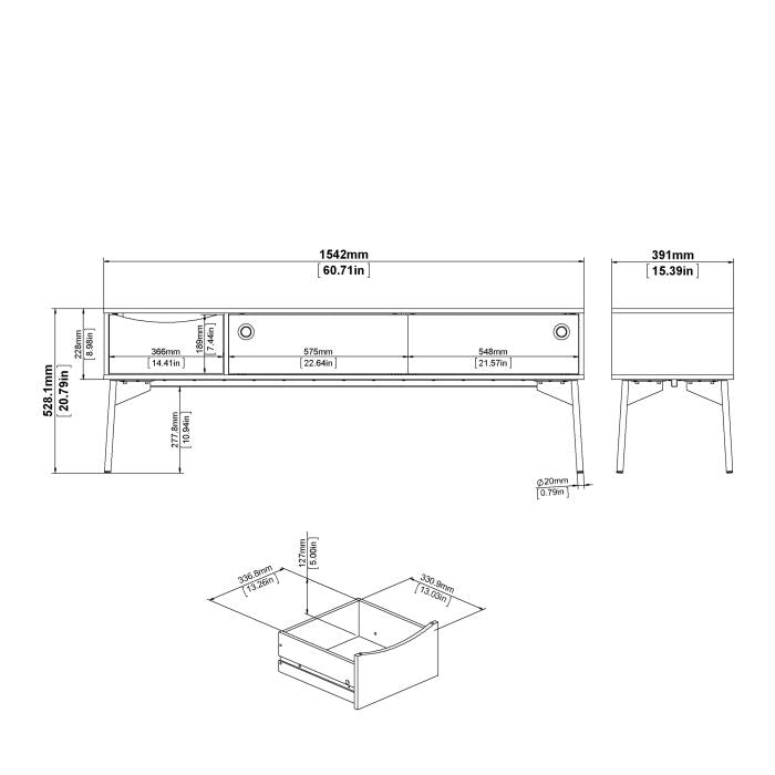 TV Unite With 2 Sliding Doors By Fur Grey And White