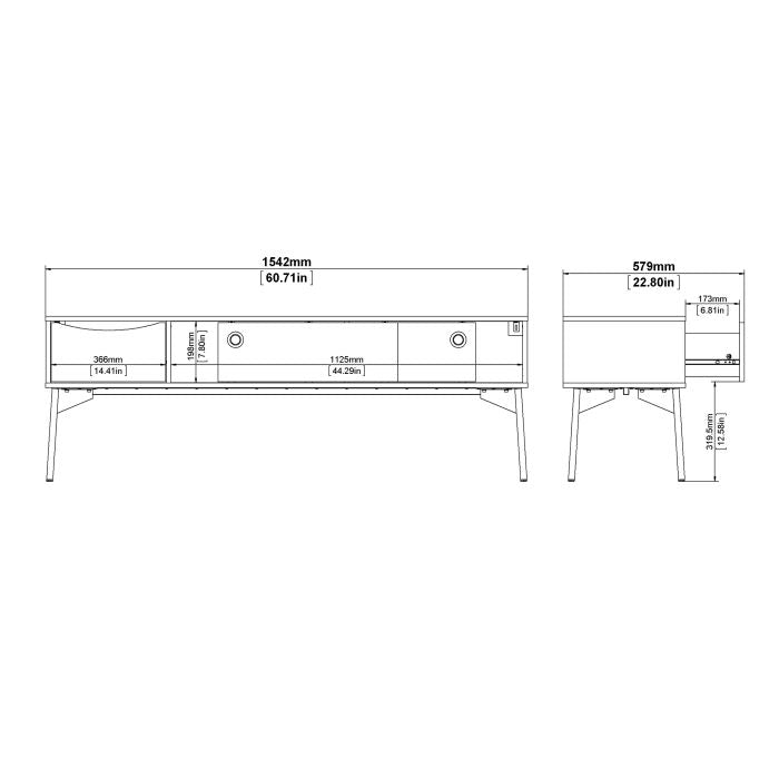 TV Unite With 2 Sliding Doors By Fur Grey And White