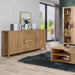 Multi Brun Sideboard Cupboard: 3-Drawer 2-Door Storage in Waterford Oak-left image