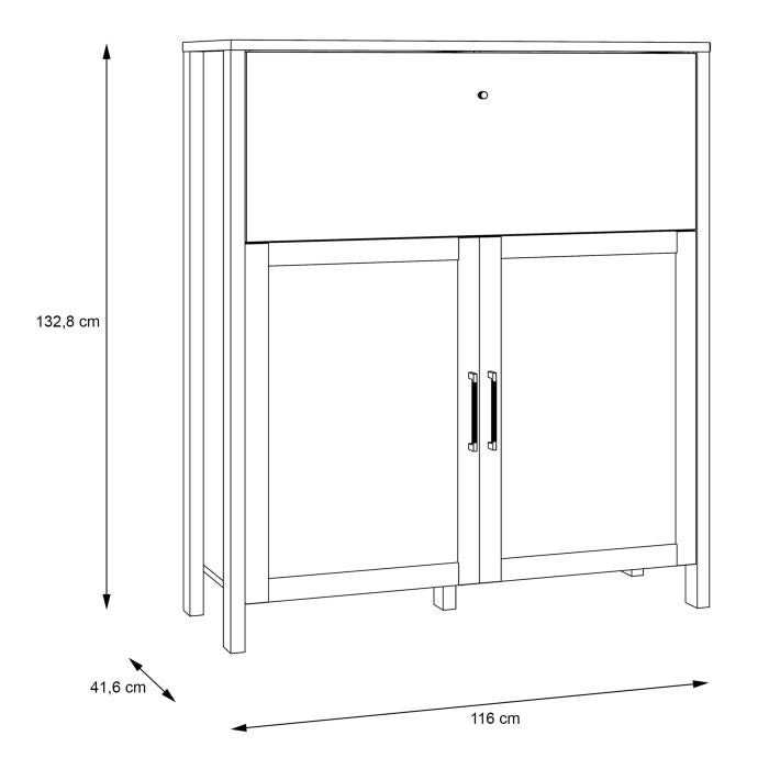 Multi Brun High Chest in Waterford Oak Stylish Storage Solution-measurements image