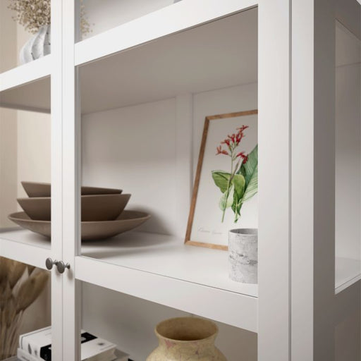 Pure White Showcase Display Cabinet 2-Door Storage Solution close up image 
