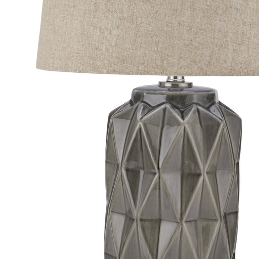 Acantho Grey Ceramic Lamp With Linen Shade - MILES AND BRIGGS