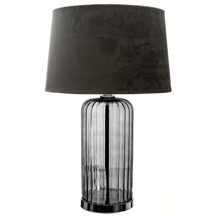 Alberta Metallic Glass Lamp With Velvet Shade - MILES AND BRIGGS