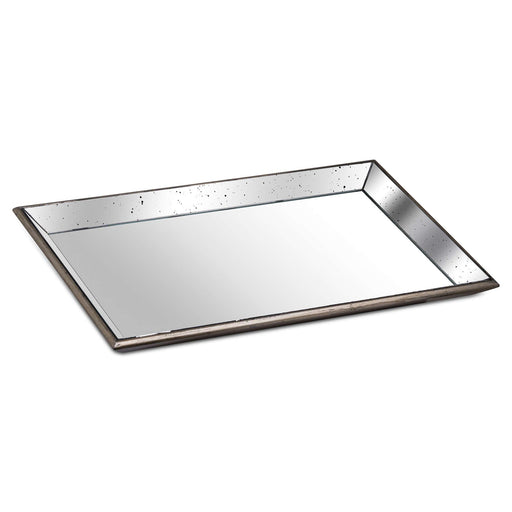 Astor Distressed Large Mirrored Tray With Wooden Detailing - MILES AND BRIGGS