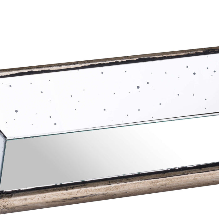 Astor Distressed Mirrored Display Tray With Wooden Detailing - MILES AND BRIGGS