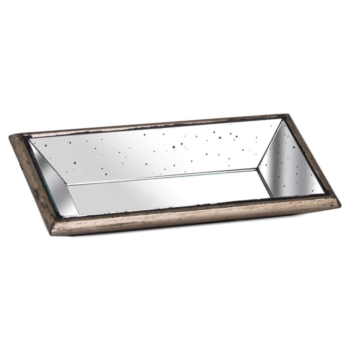 Astor Distressed Mirrored Display Tray With Wooden Detailing - MILES AND BRIGGS