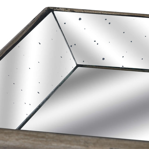 Astor Distressed Mirrored Tray With Wooden Detailing - MILES AND BRIGGS