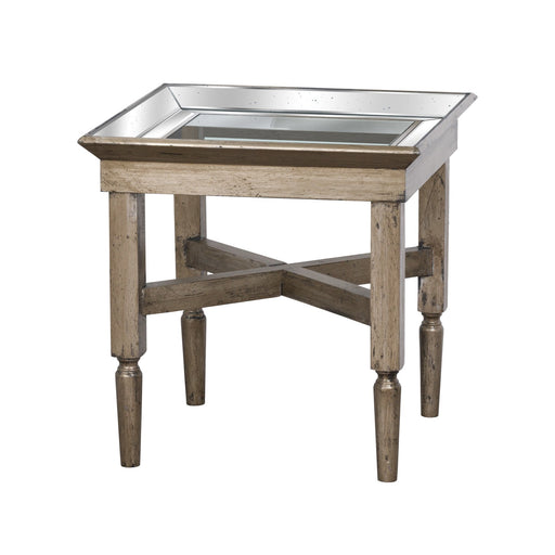 Astor Glass Side Table With Mirror Detailing - MILES AND BRIGGS