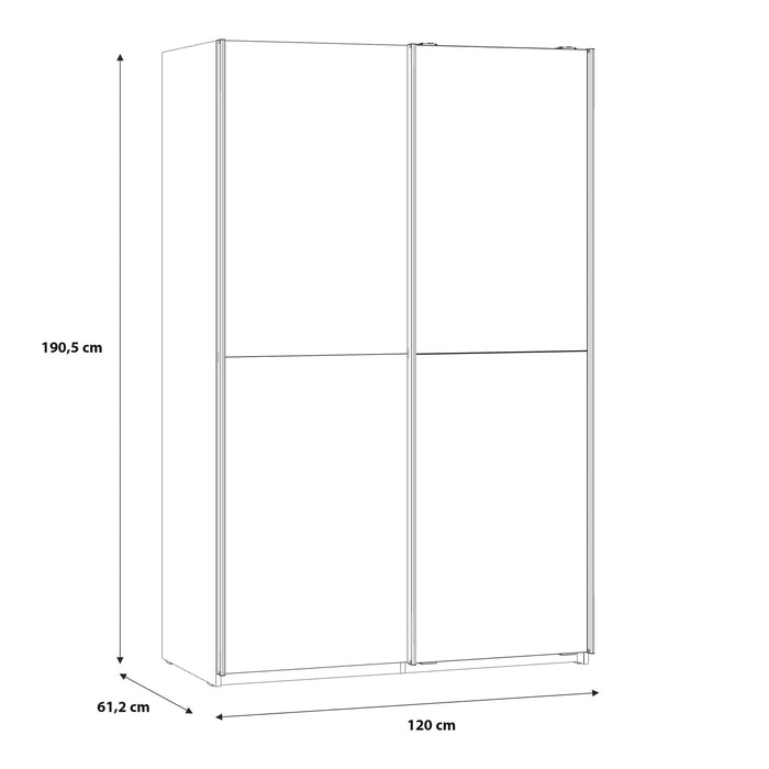 Babetta 2 Door Sliding Wardrobe in Matt White with Mirrored Door - MILES AND BRIGGS