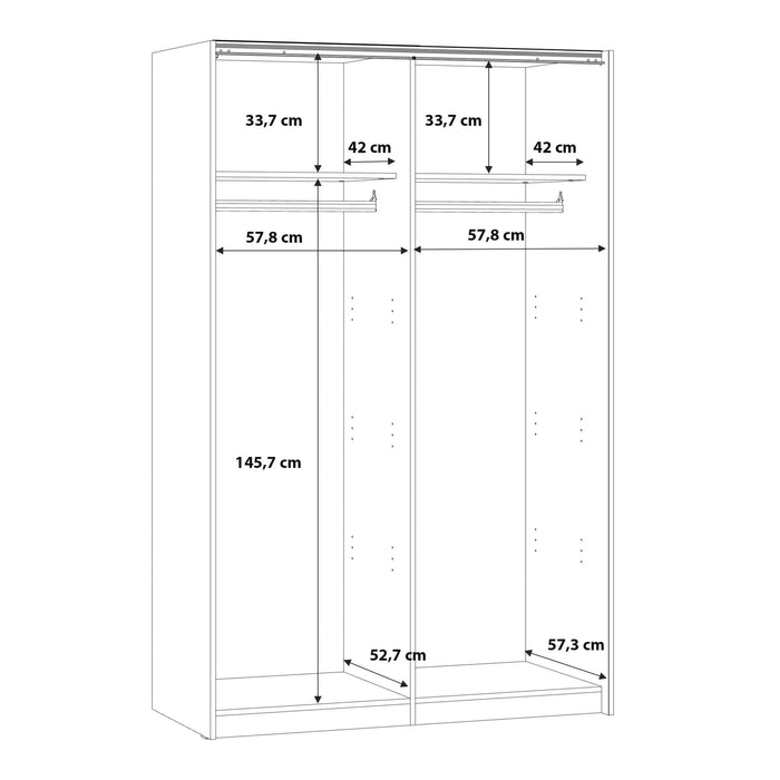 Babetta 2 Door Sliding Wardrobe in Matt White with Mirrored Door - MILES AND BRIGGS