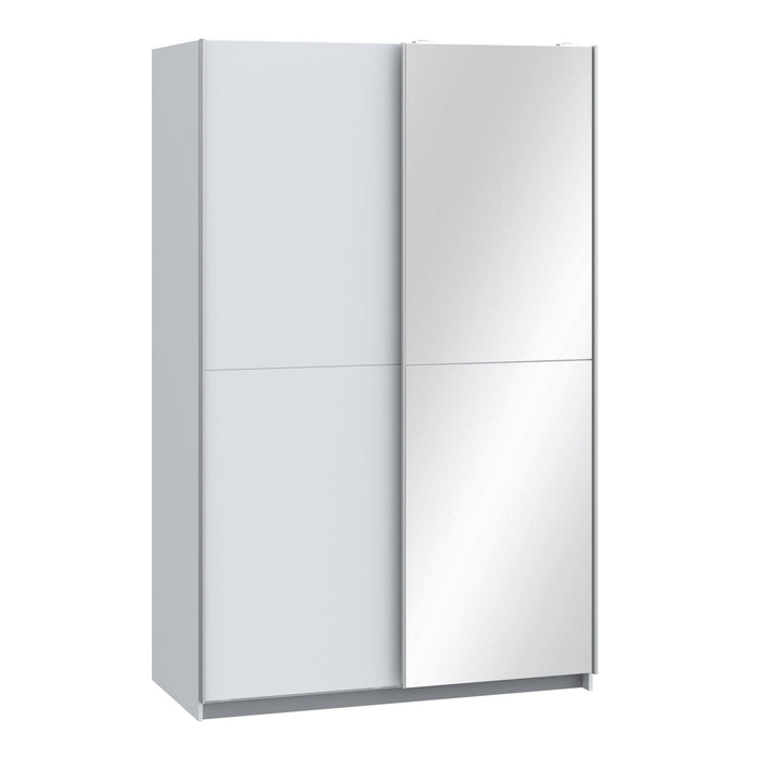 Babetta 2 Door Sliding Wardrobe in Matt White with Mirrored Door - MILES AND BRIGGS