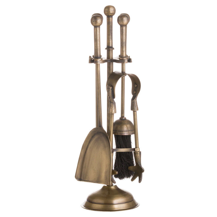 Ball Topped Companion Set In Antique Brass - MILES AND BRIGGS