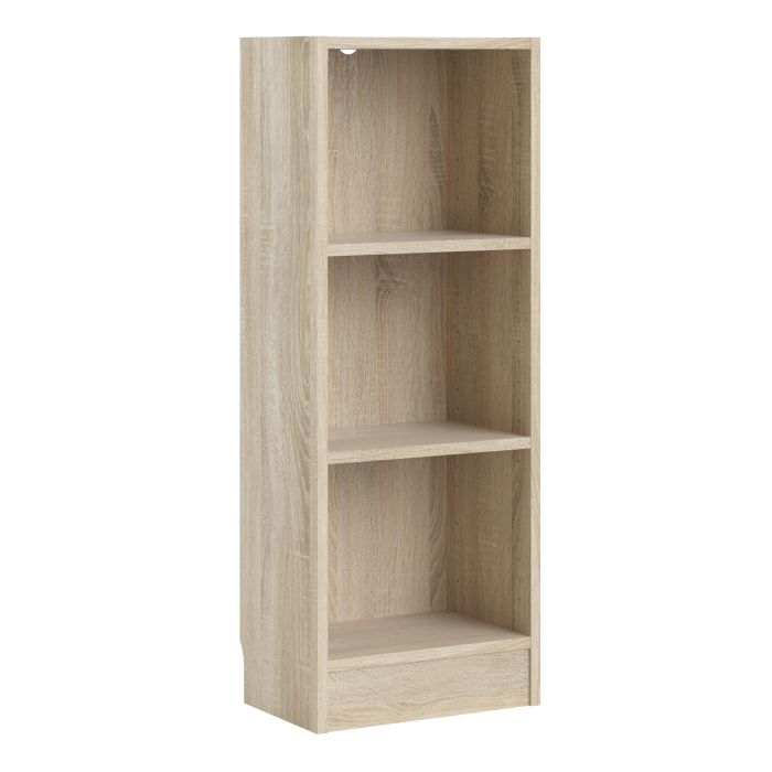 Basic Low Narrow Bookcase (2 Shelves) in Oak - MILES AND BRIGGS