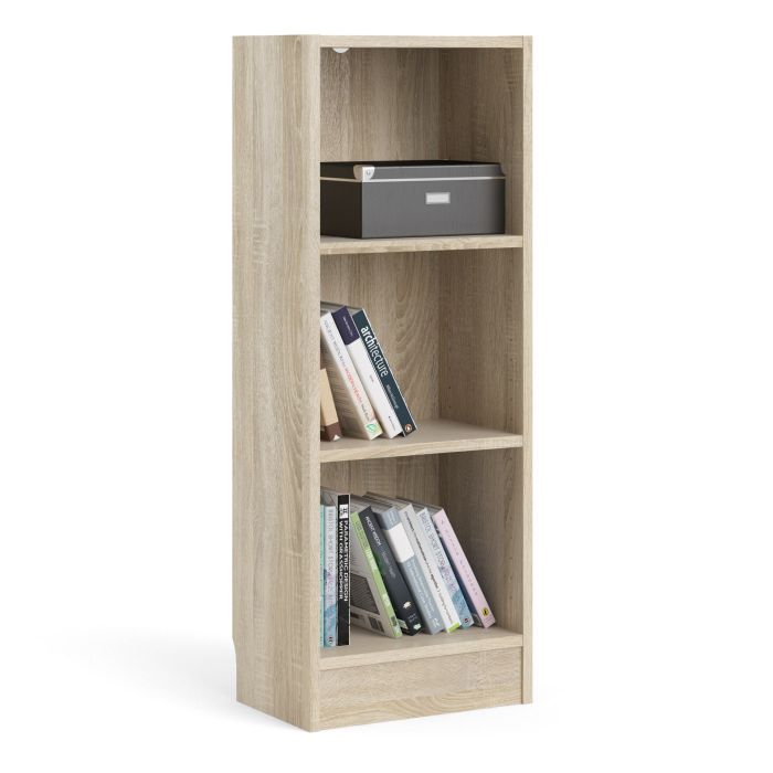 Basic Low Narrow Bookcase (2 Shelves) in Oak - MILES AND BRIGGS