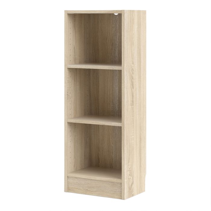 Basic Low Narrow Bookcase (2 Shelves) in Oak - MILES AND BRIGGS