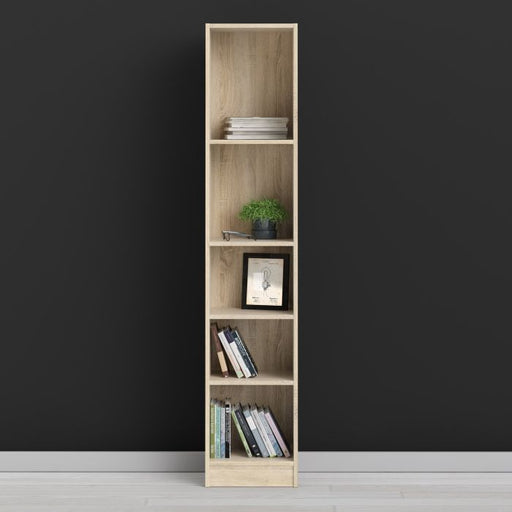 Basic Tall Narrow Bookcase (4 Shelves) in Oak Wood - MILES AND BRIGGS