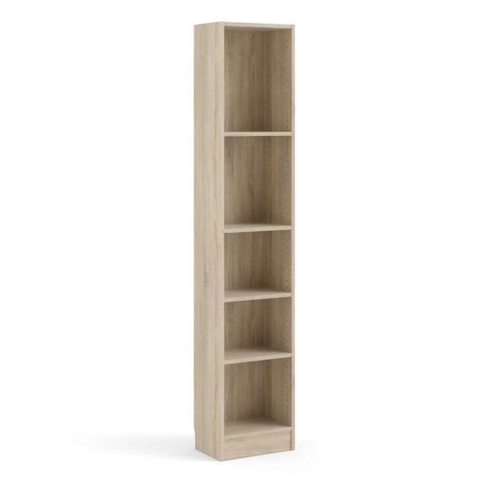 Basic Tall Narrow Bookcase (4 Shelves) in Oak Wood - MILES AND BRIGGS