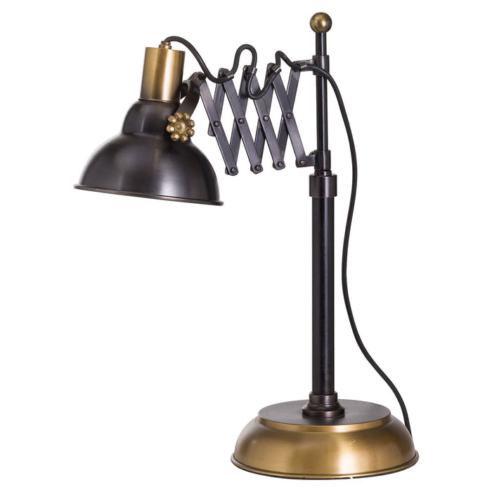 Black And Brass Adjustable Scissor Lamp - MILES AND BRIGGS