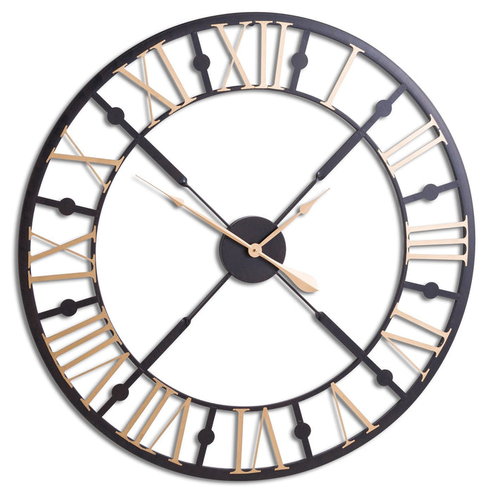 Black And Gold Skeleton Clock - MILES AND BRIGGS