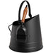Black Coal Bucket with Teak Handle Shovel - MILES AND BRIGGS