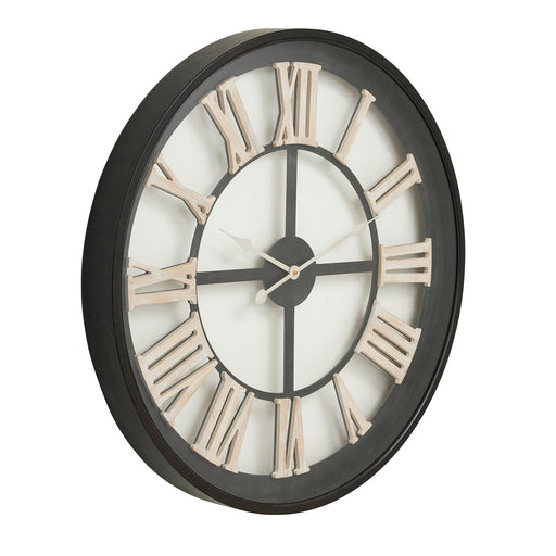 Black Framed Skeleton Clock With White Roman Numerals - MILES AND BRIGGS