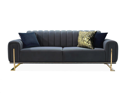 Black Gold Plush Velvet 3+2 Sofa Set By Tokyo - MILES AND BRIGGS