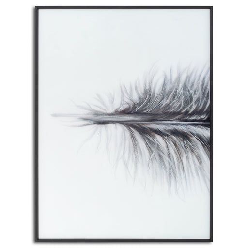 Black Striped Feather Over 3 Black Glass Frames - MILES AND BRIGGS