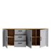 Bohol Large Storage Sideboard with 3 Doors and 3 Drawers - Riviera Oak/Navy Finish - MILES AND BRIGGS