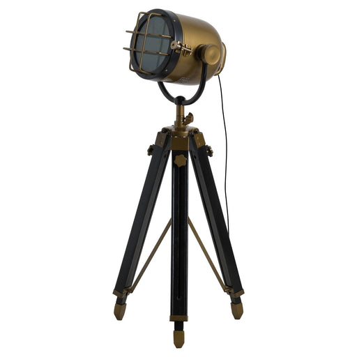 Brass And Black Industrial Spotlight Tripod Lamp - MILES AND BRIGGS