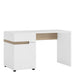 Chelsea Bedroom Desk/Dressing table in white with an Truffle Oak Trim - MILES AND BRIGGS