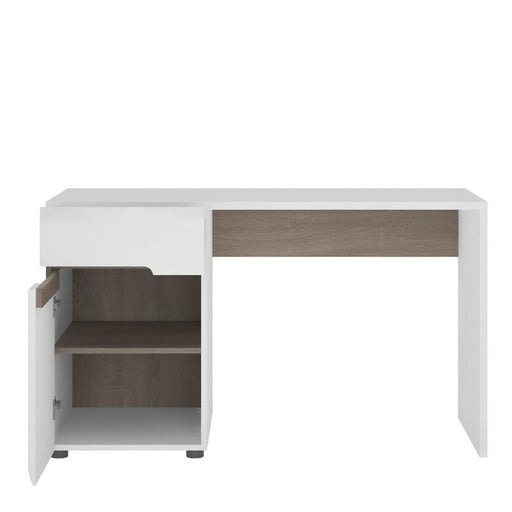 Chelsea Bedroom Desk/Dressing table in white with an Truffle Oak Trim - MILES AND BRIGGS