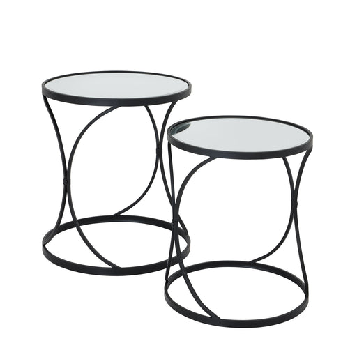 Concaved Set Of Two Black Mirrored Side Tables - MILES AND BRIGGS