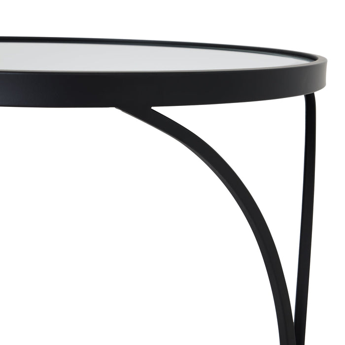 Concaved Set Of Two Black Mirrored Side Tables - MILES AND BRIGGS