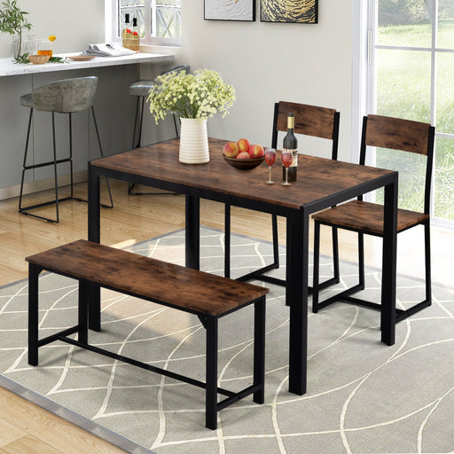 Dining Table With 2 Chairs and Bench Industrial Style - MILES AND BRIGGS