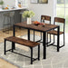 Dining Table With 2 Chairs and Bench Industrial Style - MILES AND BRIGGS