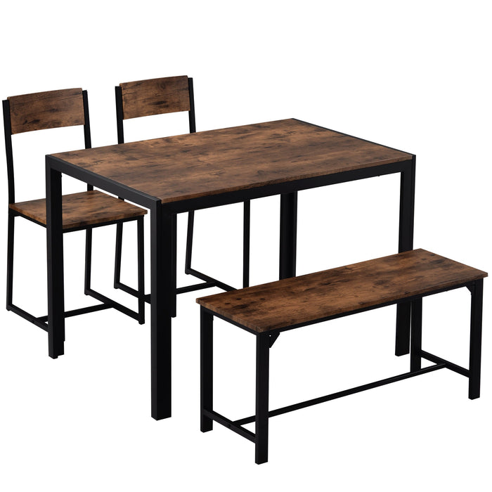 Dining Table With 2 Chairs and Bench Industrial Style - MILES AND BRIGGS